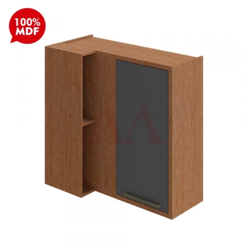 Armário com Nicho e Porta de Vidro Cinza