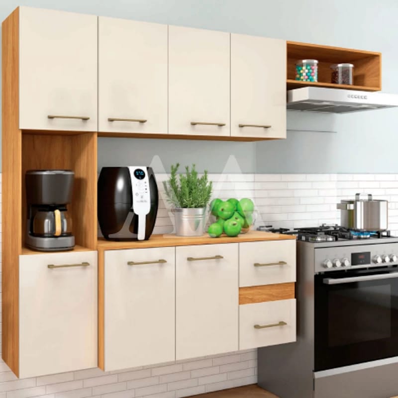 Cozinha Compacta Bege com Nicho para Eletros
