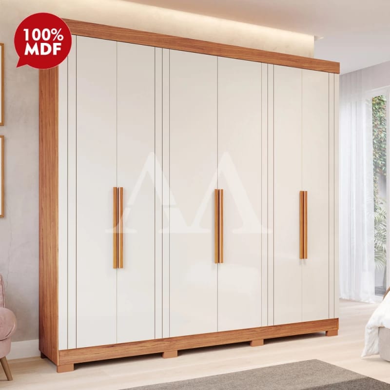 Guarda-roupa 6 Portas Branco com Puxadores Verticais