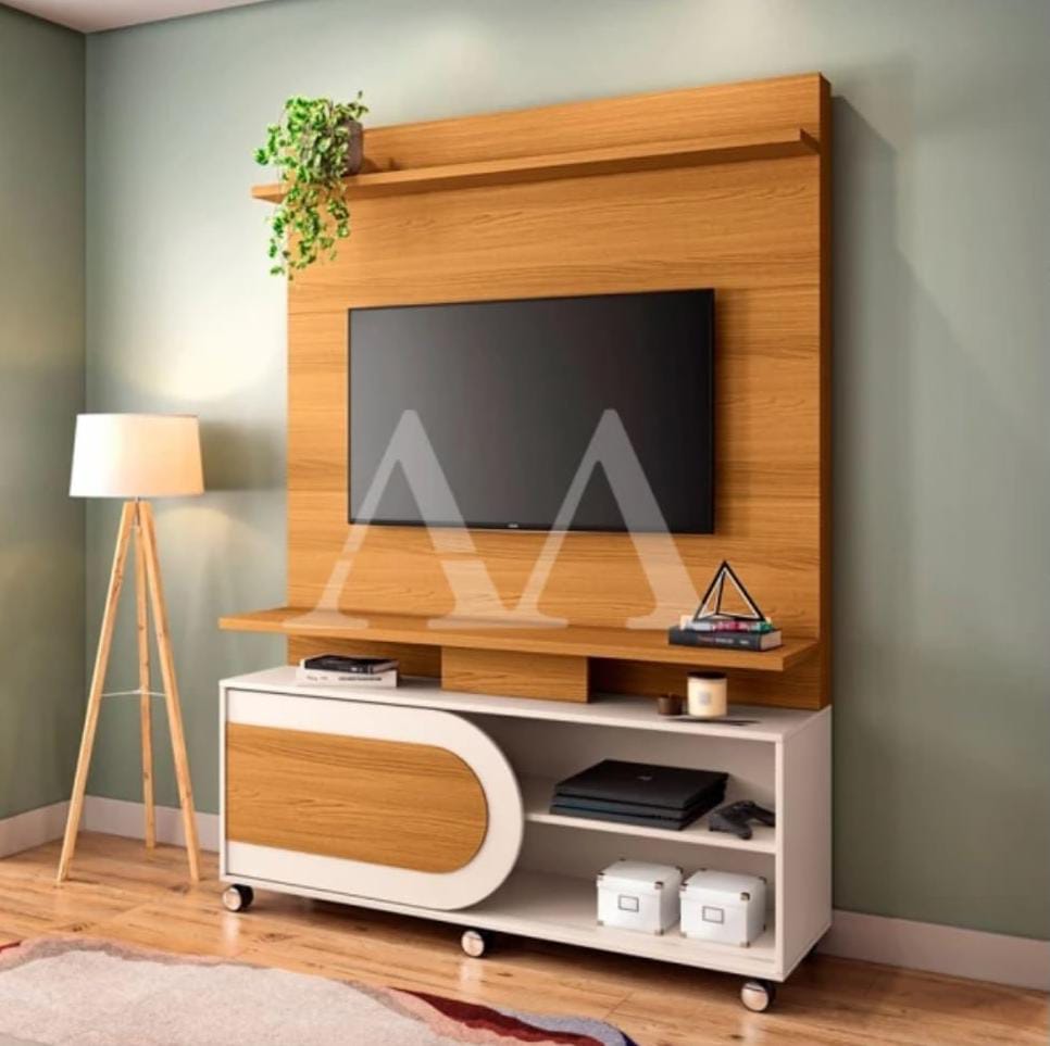 Painel de TV com Rack Móvel Curvo
